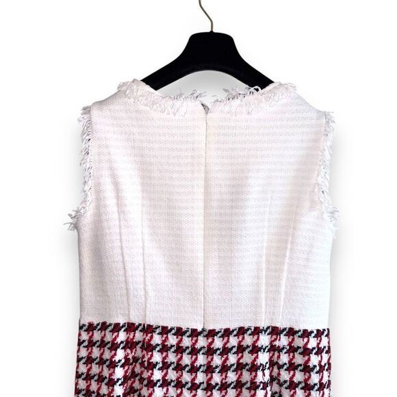 NWT Oscar De La Renta Bicolor Houndstooth Tweed Dress Sz 12 - Picture 9 of 10